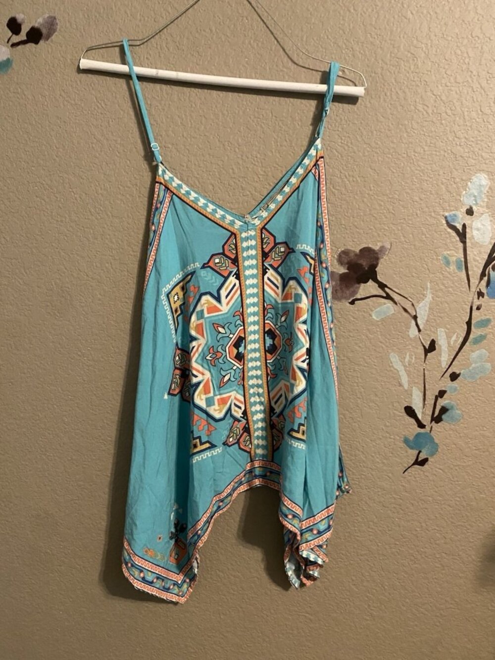flying tomato Tribal Asymmetrical Handkerchief Tank S Cowgirl Western Boho